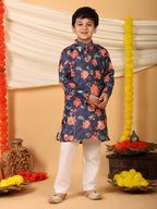 Blue Floral printed Kurta with pajama