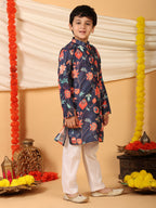 Blue Floral printed Kurta with pajama