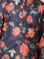 Blue Floral printed Kurta with pajama