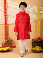 Red Kurta with Kota patch Kurta with pajama