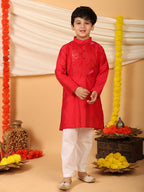 Red Kurta with Kota patch Kurta with pajama