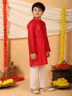 Red Kurta with Kota patch Kurta with pajama