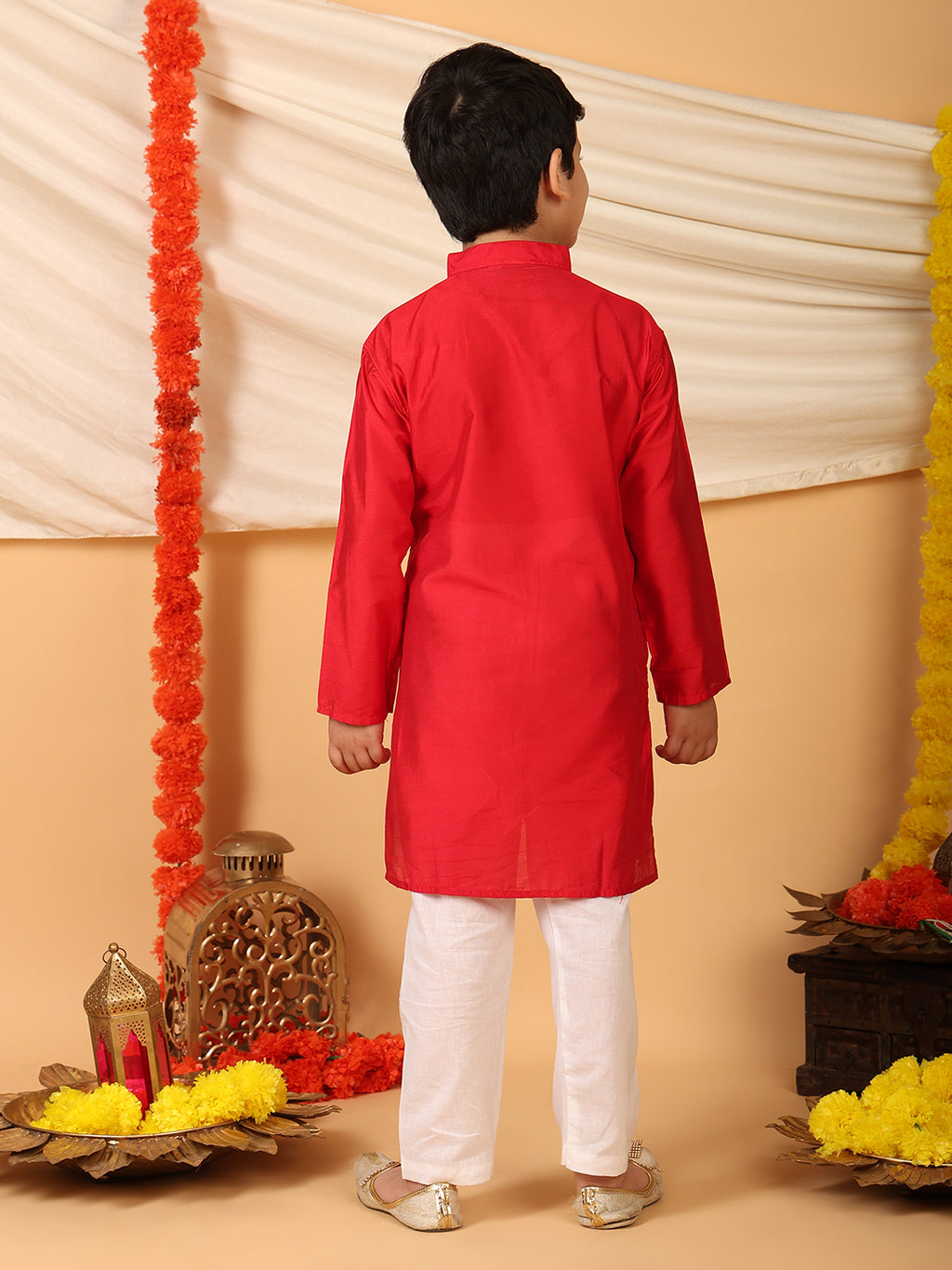 Red Kurta with Kota patch Kurta with pajama