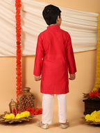 Red Kurta with Kota patch Kurta with pajama
