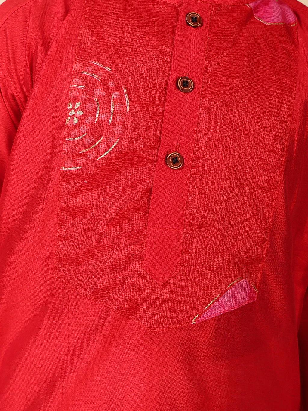 Red Kurta with Kota patch Kurta with pajama