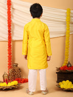 Yellow Kurta with Kota patch Kurta with pajama