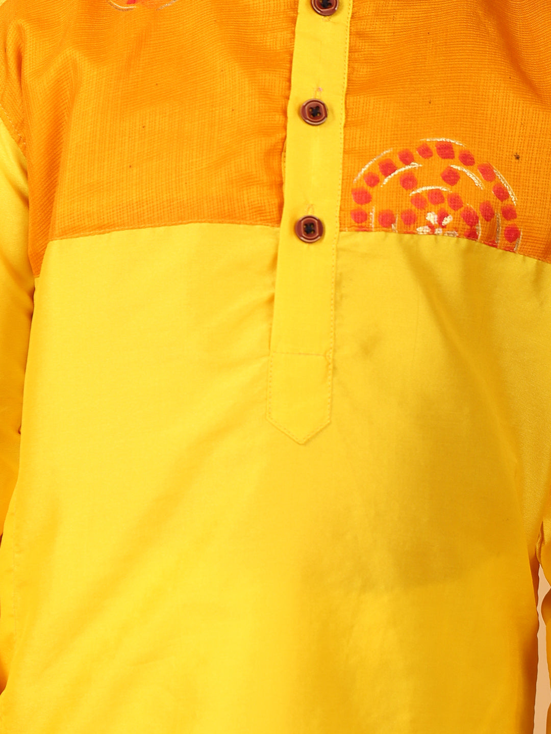 Yellow Kurta with Kota patch Kurta with pajama