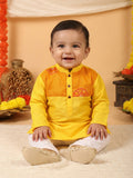 Yellow Cotton Woven Full Sleeve Floral Foil Printed Kurta Pyjama Set