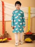Blue cow printed Kurta with pajama