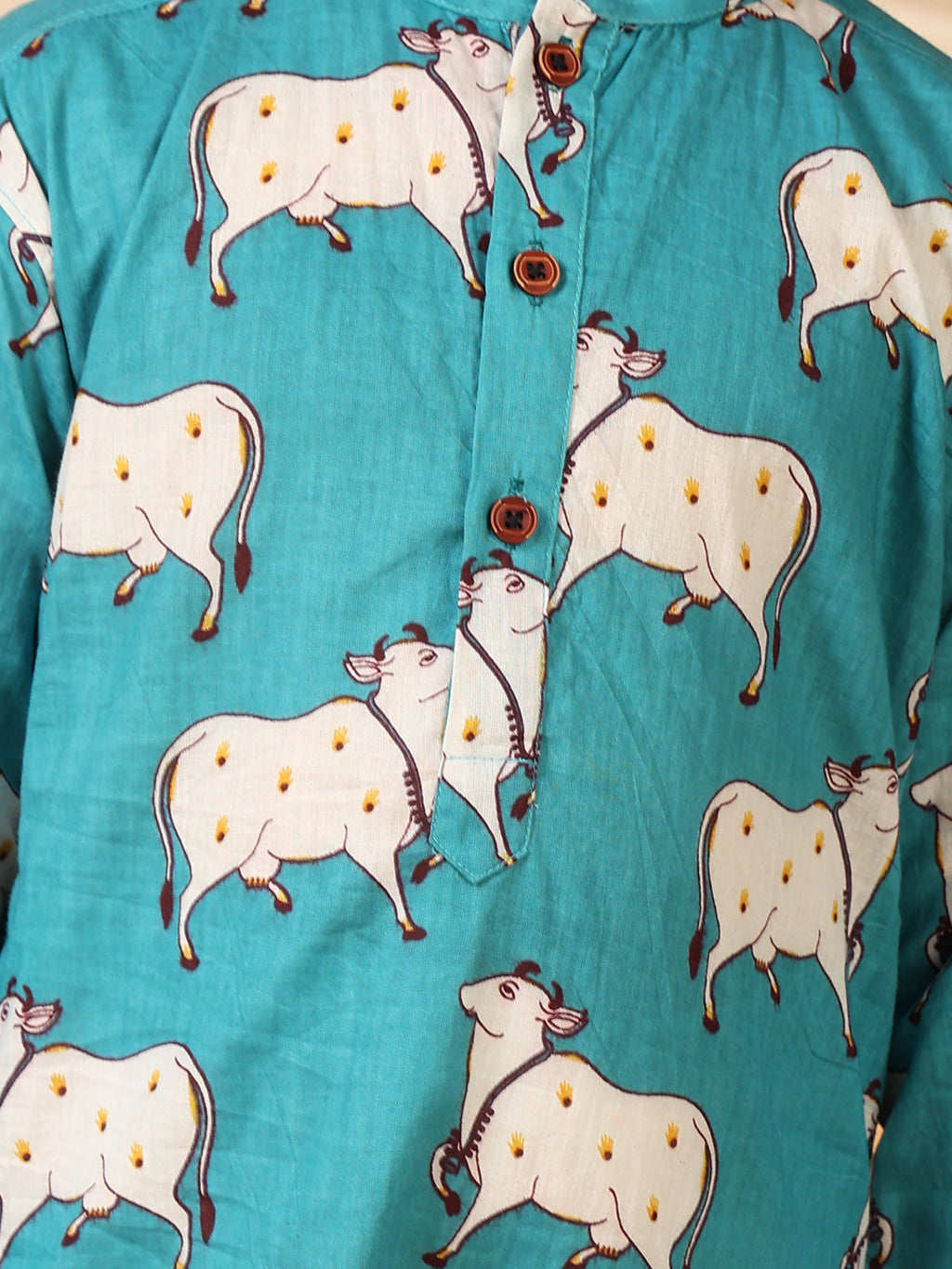 Blue cow printed Kurta with pajama