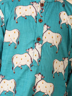 Blue cow printed Kurta with pajama