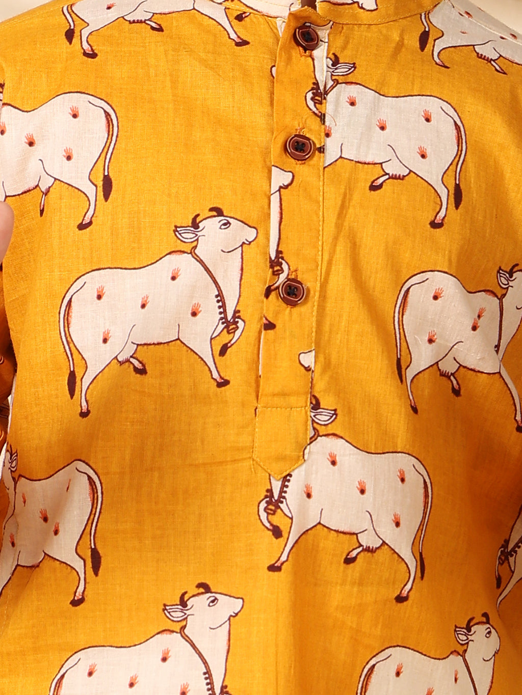 Yellow cow printed Kurta with pajama