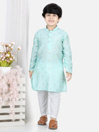 Light Blue Elephant Foil Printed Kurta set