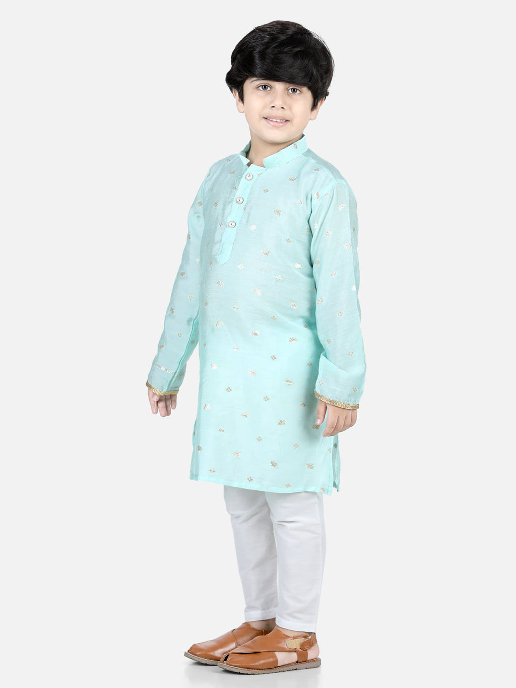 Light Blue Elephant Foil Printed Kurta set
