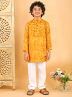 Yellow Bhandhani Kurta with Pajama