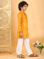 Yellow Bhandhani Kurta with Pajama