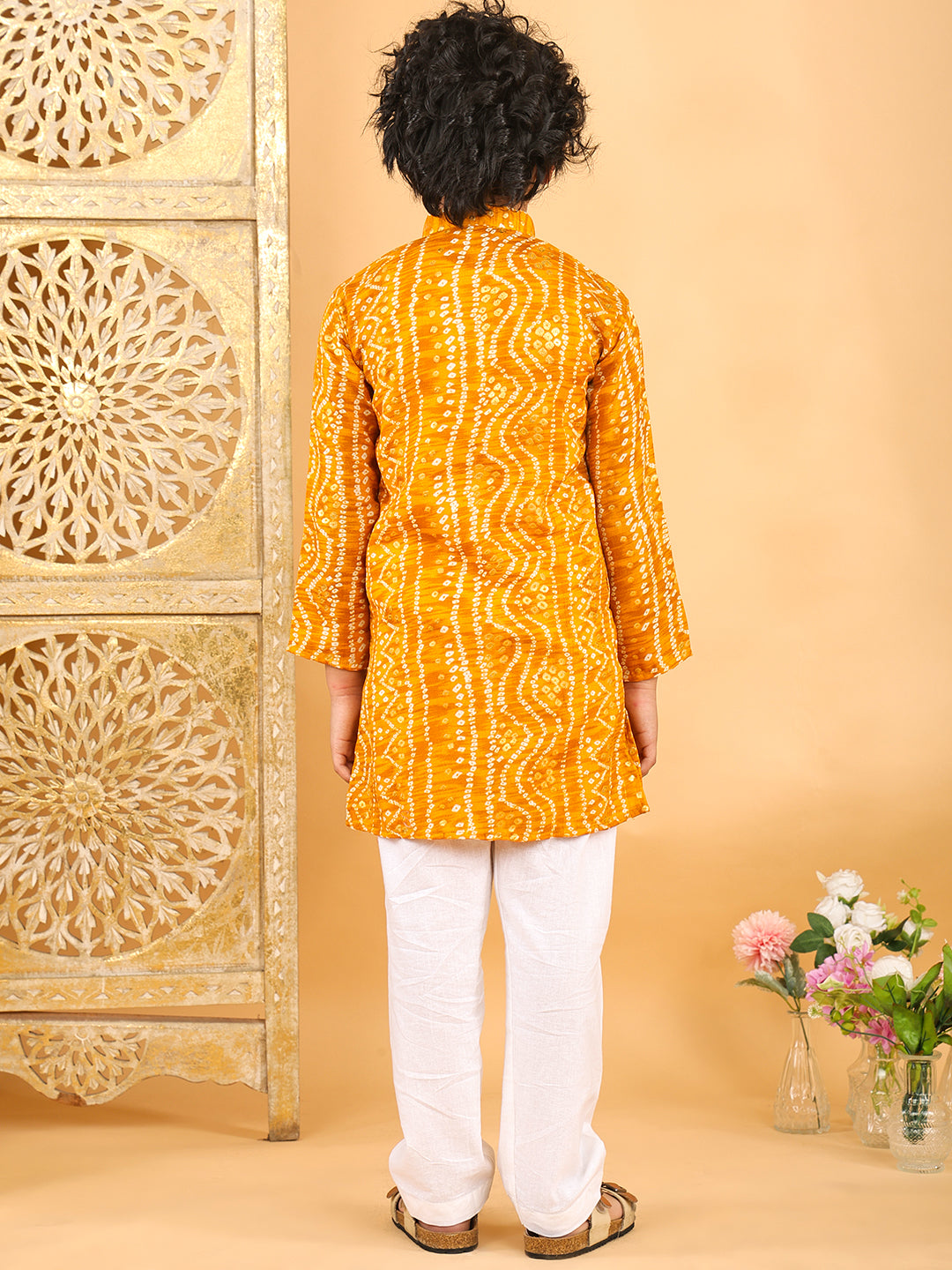 Yellow Bhandhani Kurta with Pajama