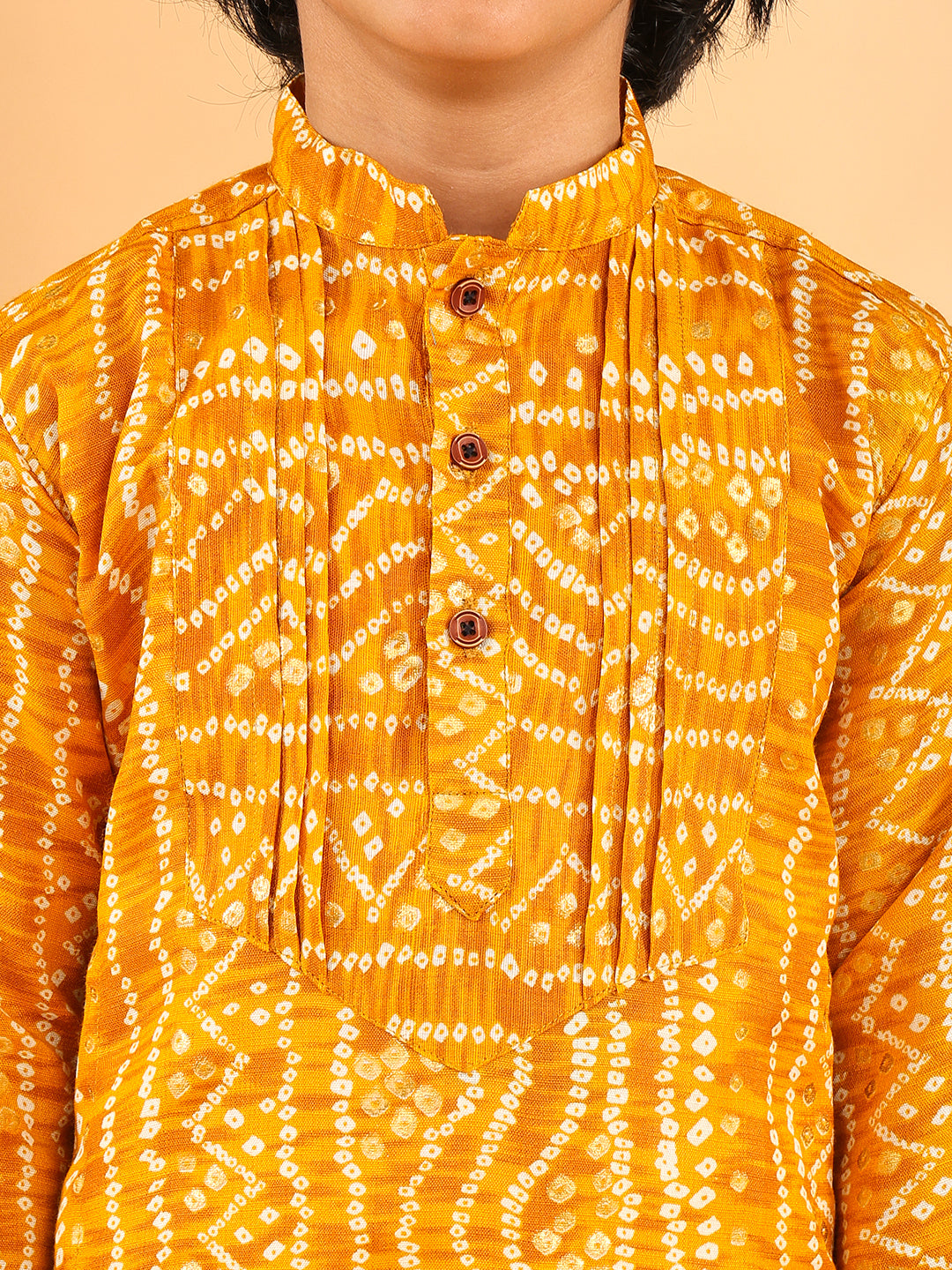 Yellow Bhandhani Kurta with Pajama