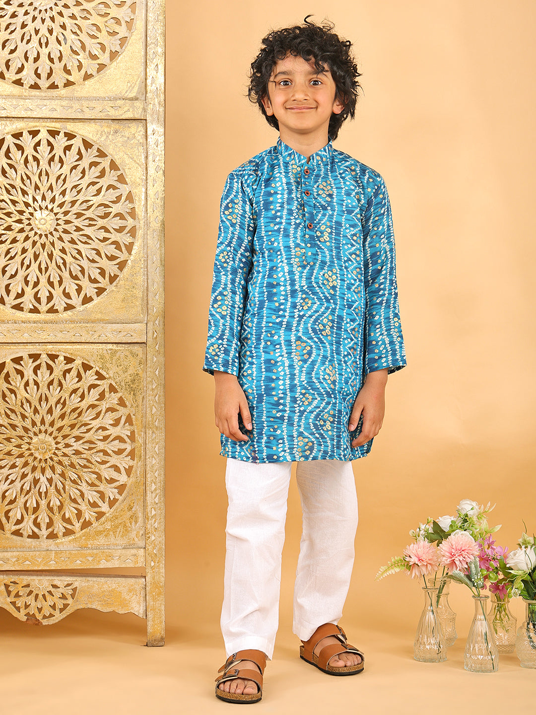 Blue Bhandhani Kurta with Pajama