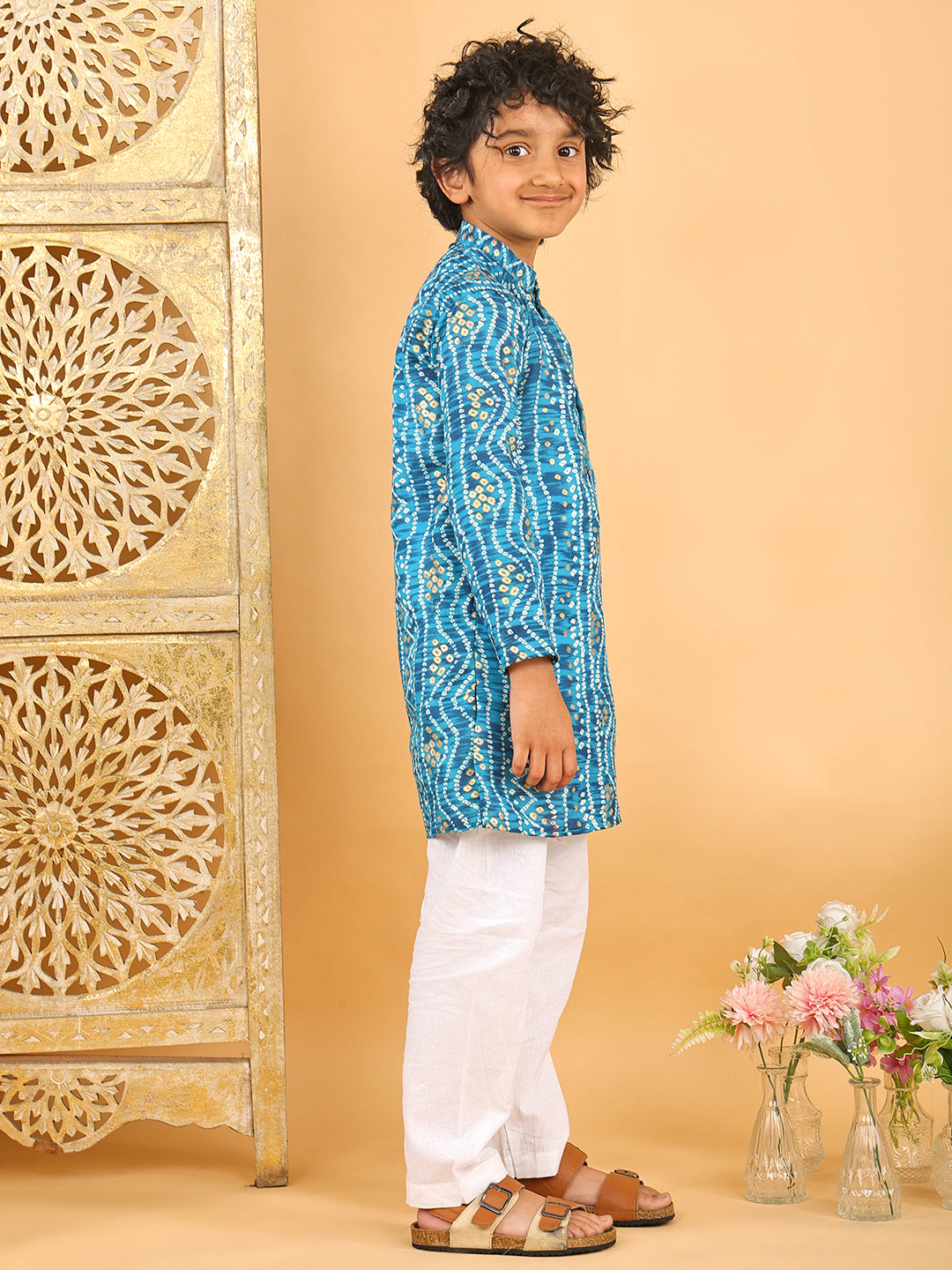 Blue Bhandhani Kurta with Pajama