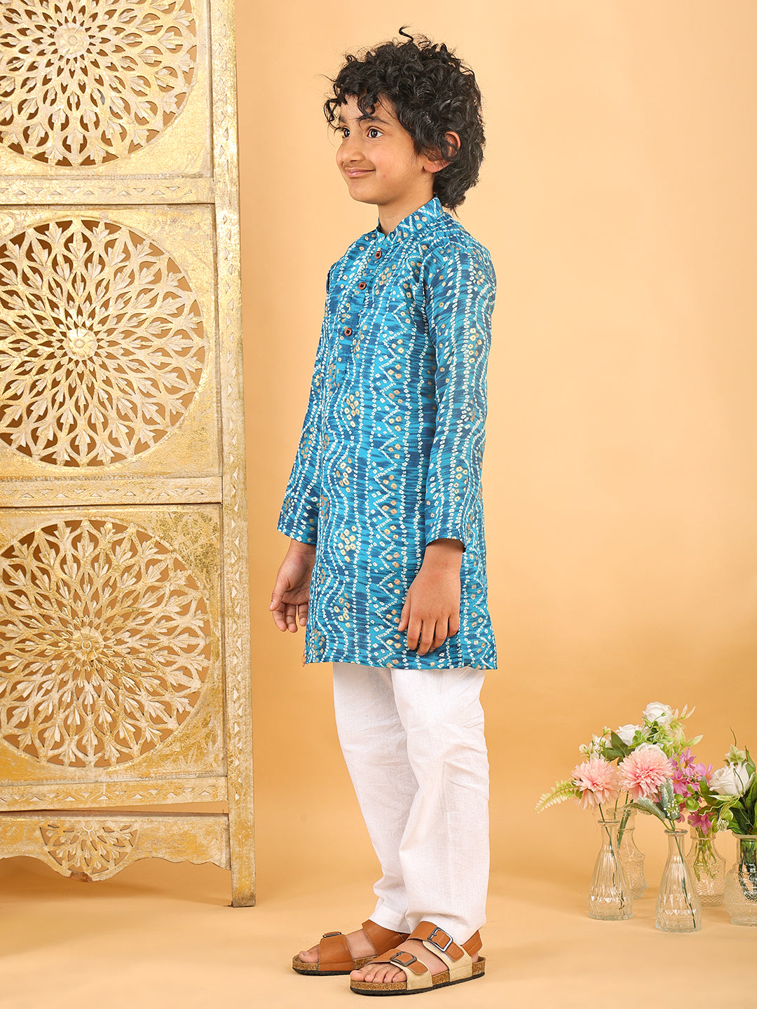 Blue Bhandhani Kurta with Pajama