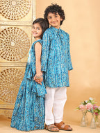 Blue Bhandhani Kurta with Pajama