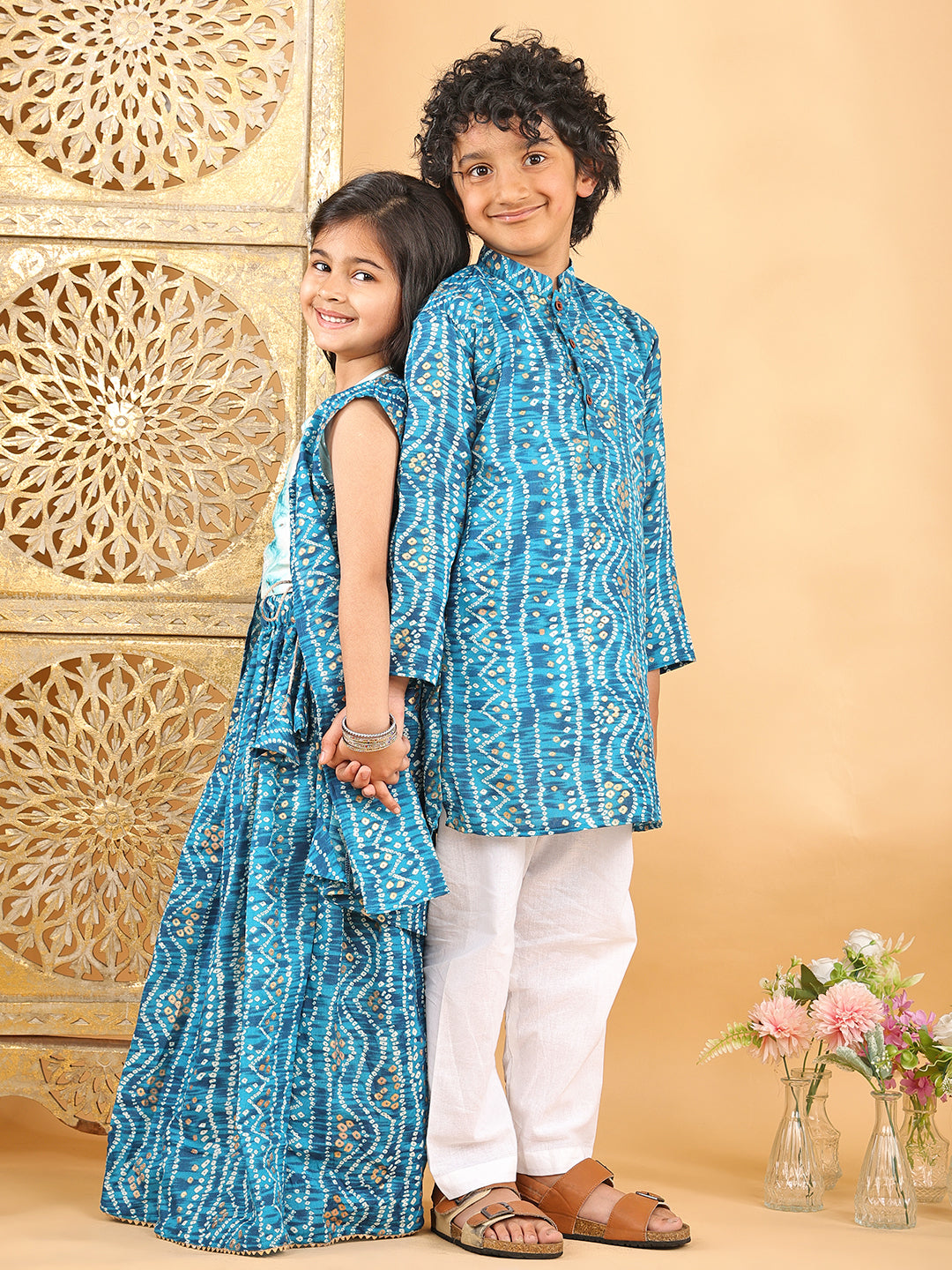 Blue Bhandhani Kurta with Pajama