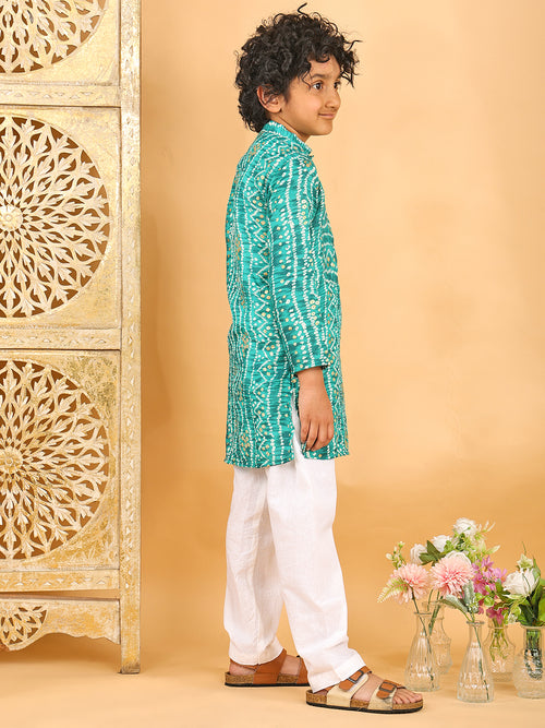 Green Bhandhani Kurta with Pajama