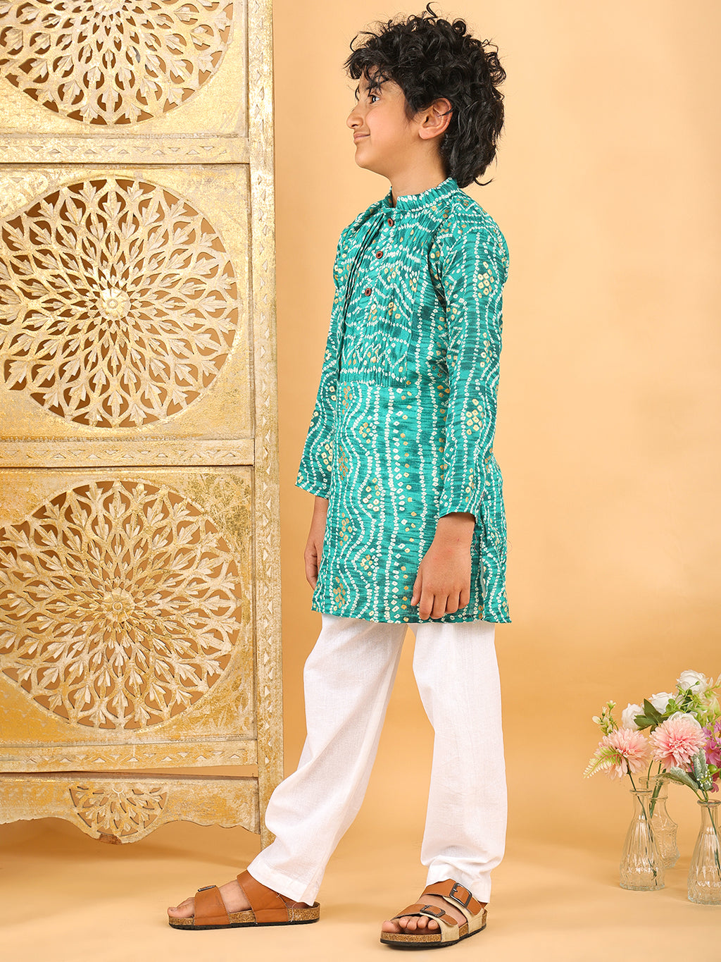 Green Bhandhani Kurta with Pajama