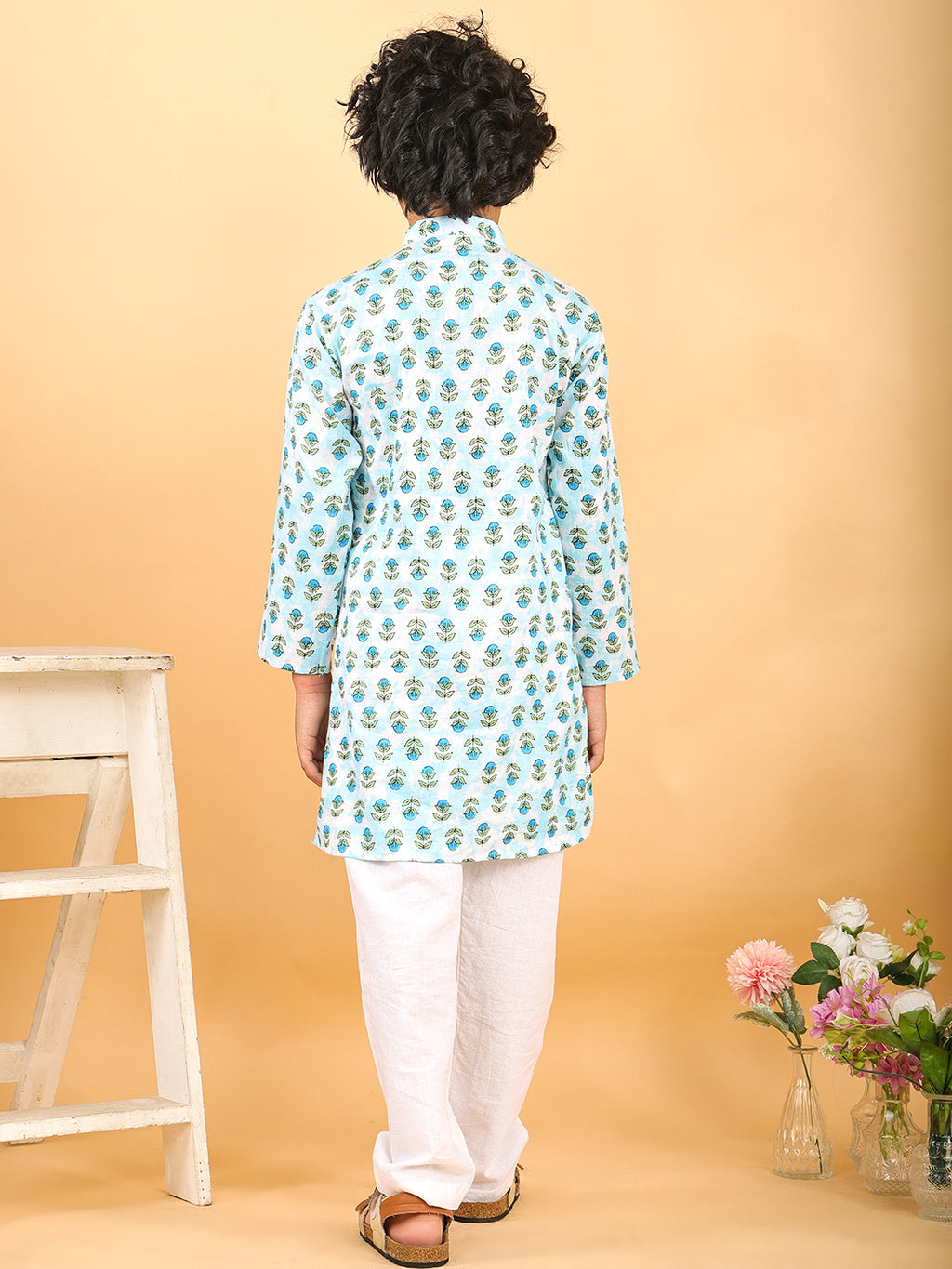 Blue Floral Print Kurta with Pajama