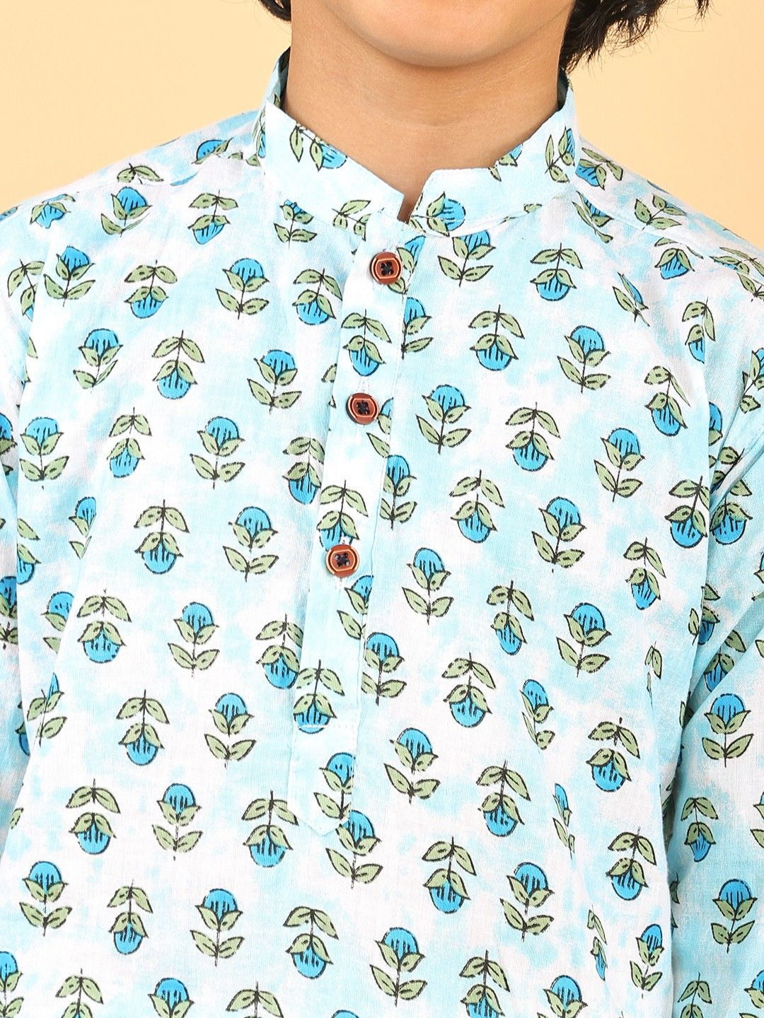 Blue Floral Print Kurta with Pajama