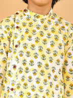 Yellow Floral Print Kurta with Pajama