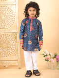 Blue Boys Cotton Patola Print Kurta with Pajama