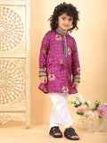Purple Boys Cotton Patola Print Kurta with Pajama