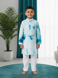 Blue Boys Cotton Shibori Print Kurta with Pajama