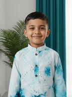 Blue Boys Cotton Shibori Print Kurta with Pajama