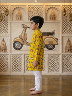 Yellow scooter Printed Cotton Kurta with pajama