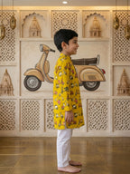 Yellow scooter Printed Cotton Kurta with pajama