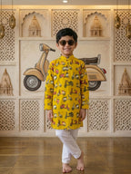 Yellow scooter Printed Cotton Kurta with pajama