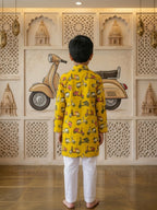 Yellow scooter Printed Cotton Kurta with pajama