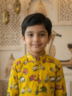 Yellow scooter Printed Cotton Kurta with pajama