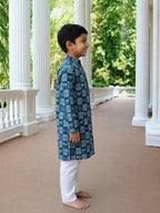 Blue Indigo Printed Cotton Kurta with pajama