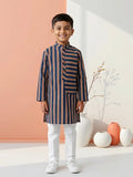 Blue Stripped Printed Cotton Kurta with pajama