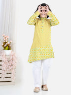 Yellow Leheriya Kurta Set