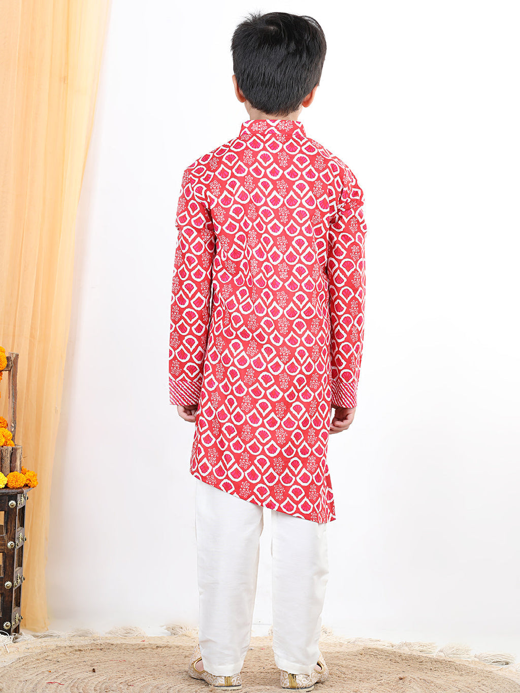 Red Leheriya Kurta Set