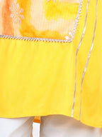 Yellow Floral Foil Lace Work Kurta Set