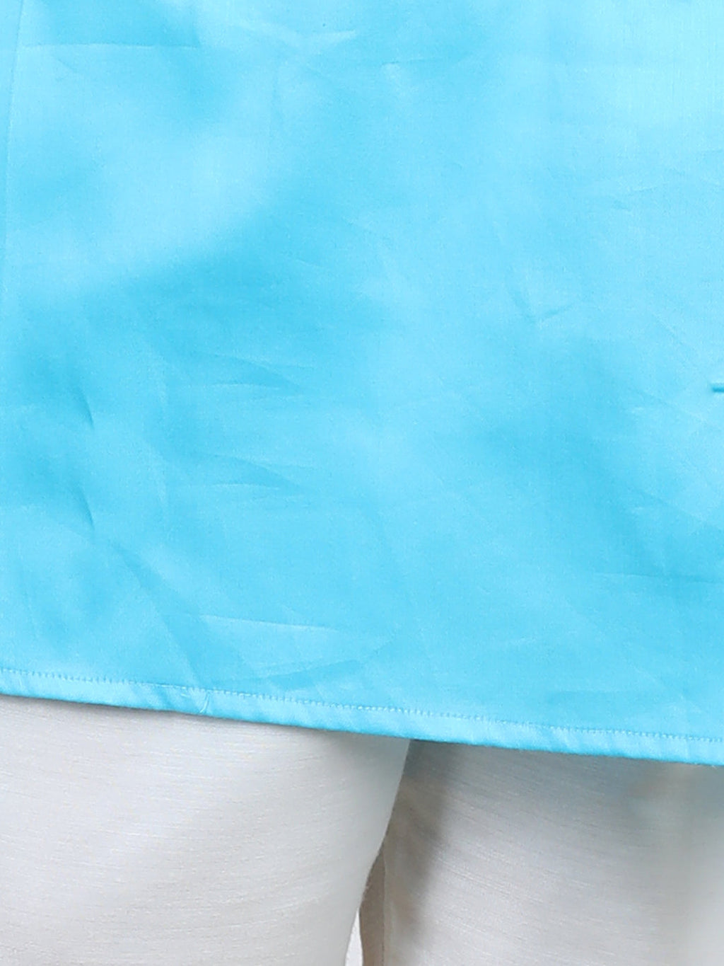 Light Blue Floral Foil Lace Work Kurta Set