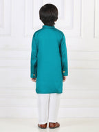 Green Embroidered patch work Kurta Set