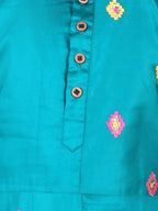Green Embroidered patch work Kurta Set