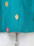 Green Embroidered patch work Kurta Set